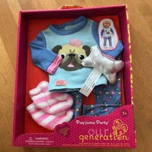 New in Packaging Our Generation Pug-jama Party 18” Doll Outfit Clothes Set
